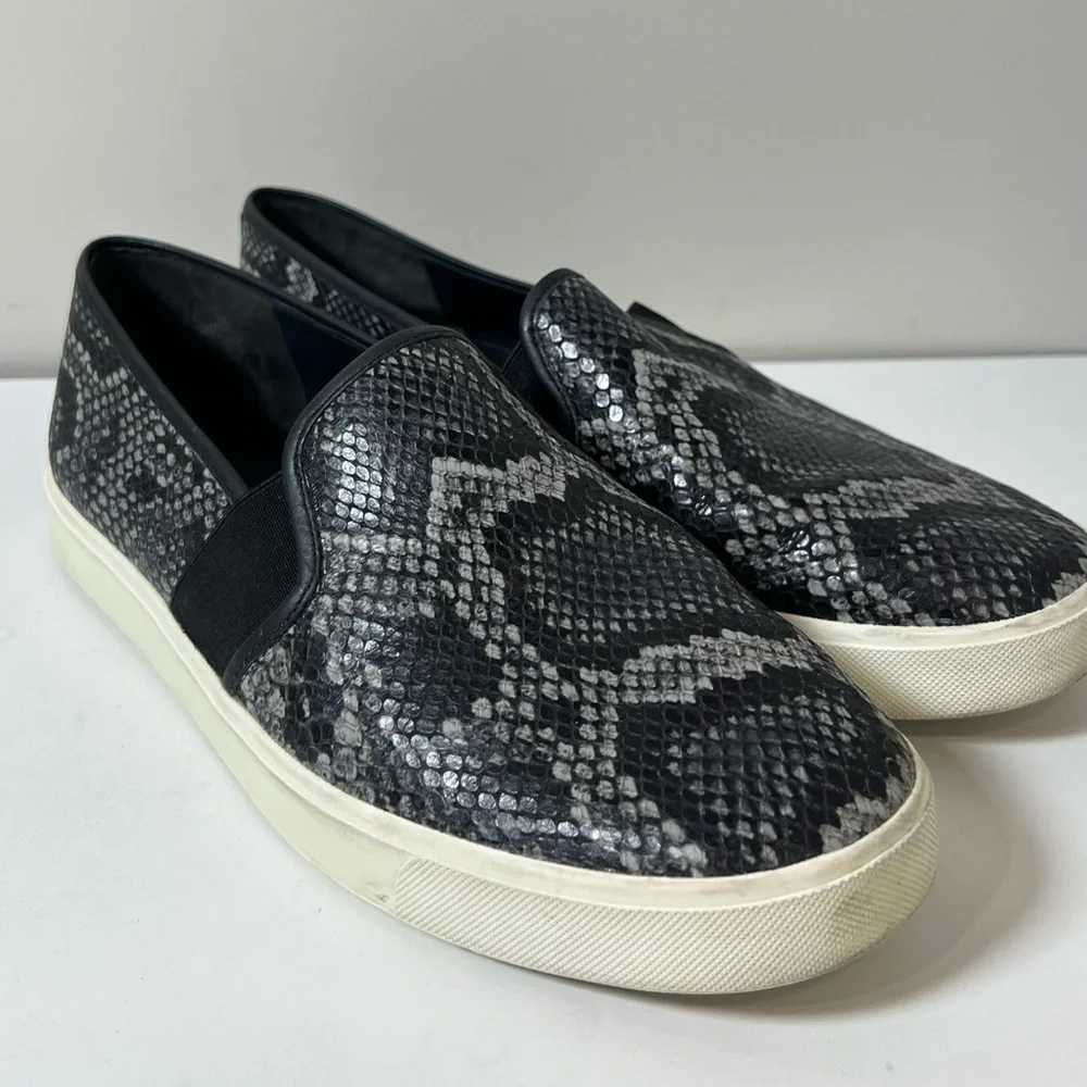 Vince Size 10 Blair Snakeskin Embossed Leather Granite Azzure Loafer Espadrille